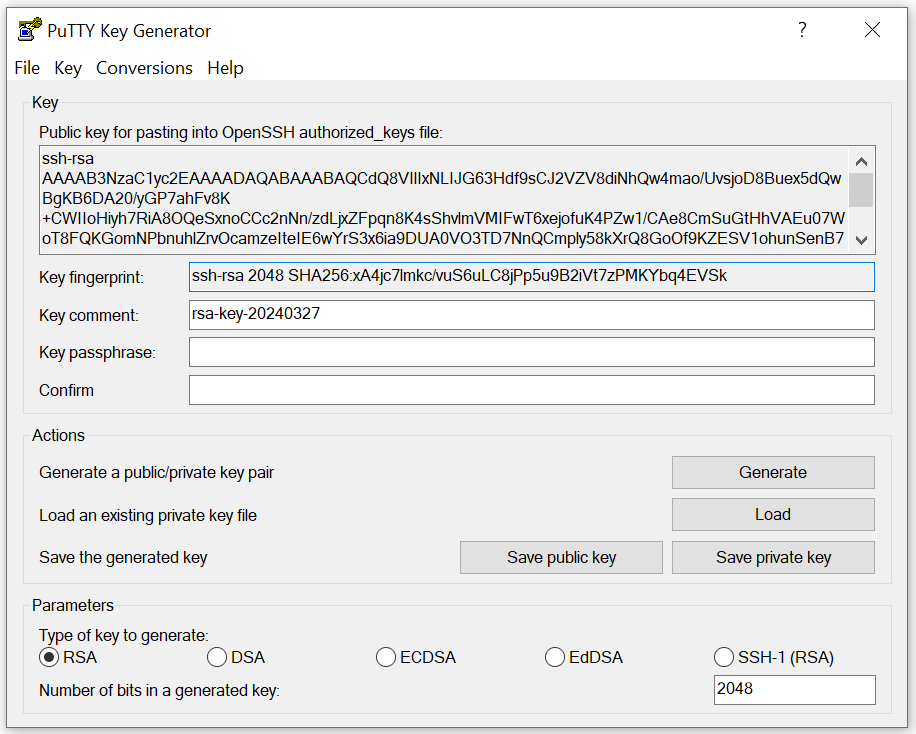Puttygen key