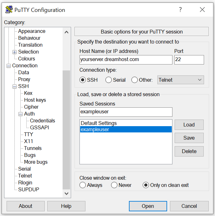 Putty login