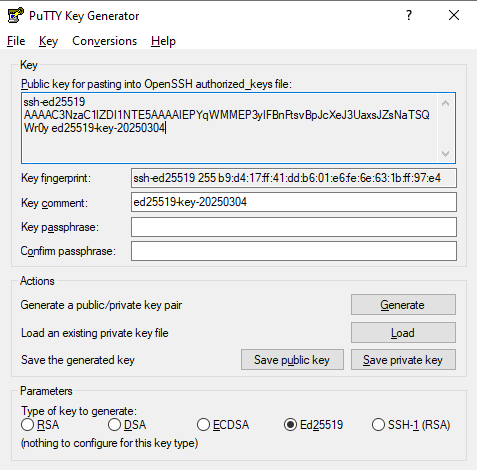 Puttygen key