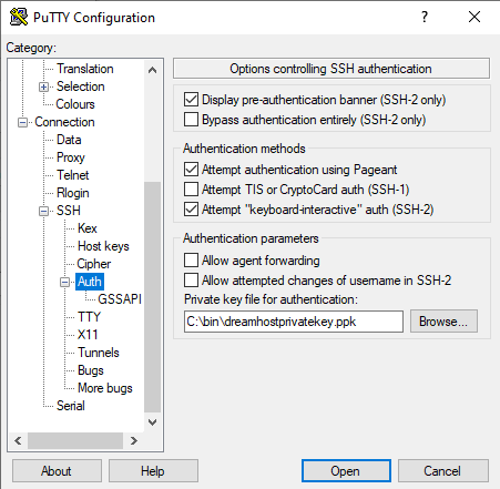 Putty credentials