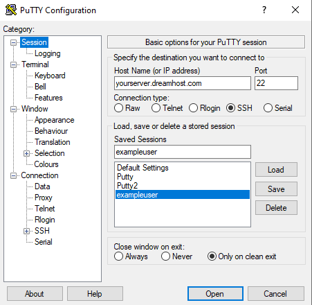 Putty login